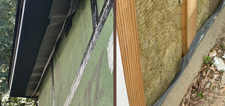 Bug screen installed around rain screen