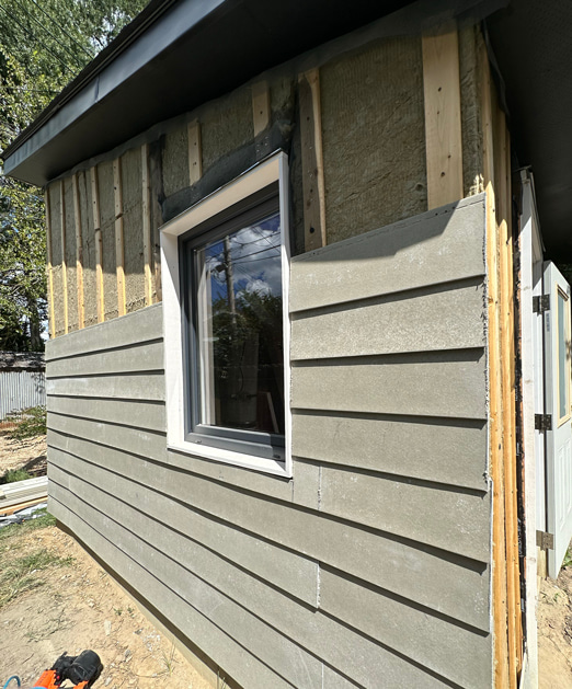 Siding being installed
